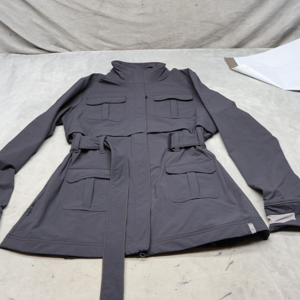Novara Jacket Women Large Gray Edgewater Bike Belted Water Resistant Cycling